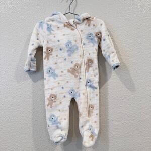Little Beginnings Bear Star Furry Bunting Footie Onesie Ear Hoodie blue